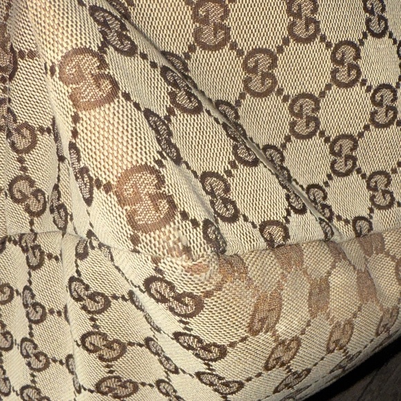 Gucci Tan ivory GG canvas Monogram horsebit large hobo bag with gold hardware - Picture 6 of 16